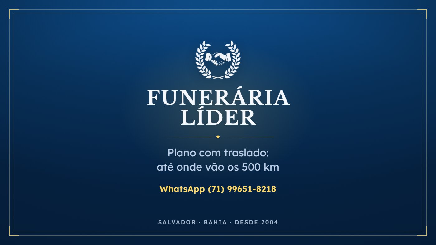 Selo da Funerária Líder — cobertura de traslado nos planos funerários em Salvador